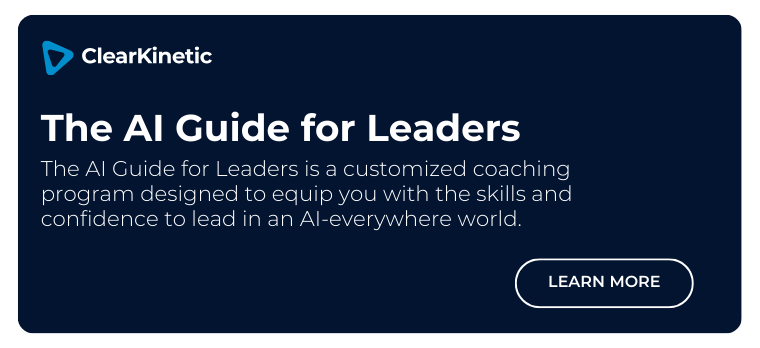 The AI Guide for Leaders is a customized coaching program designed to equip you with the skills and confidence to lead in an AI-everywhere world.